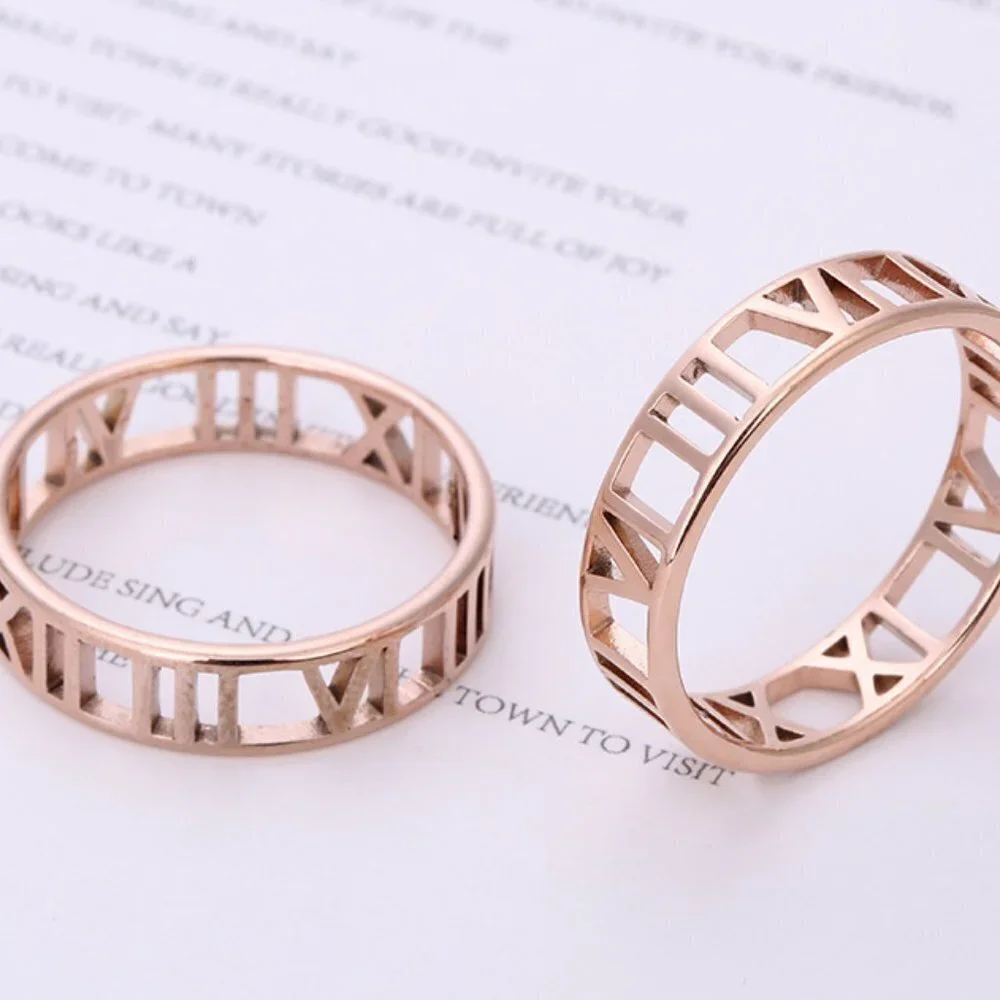 Roman Numeral Rose Gold Ring
